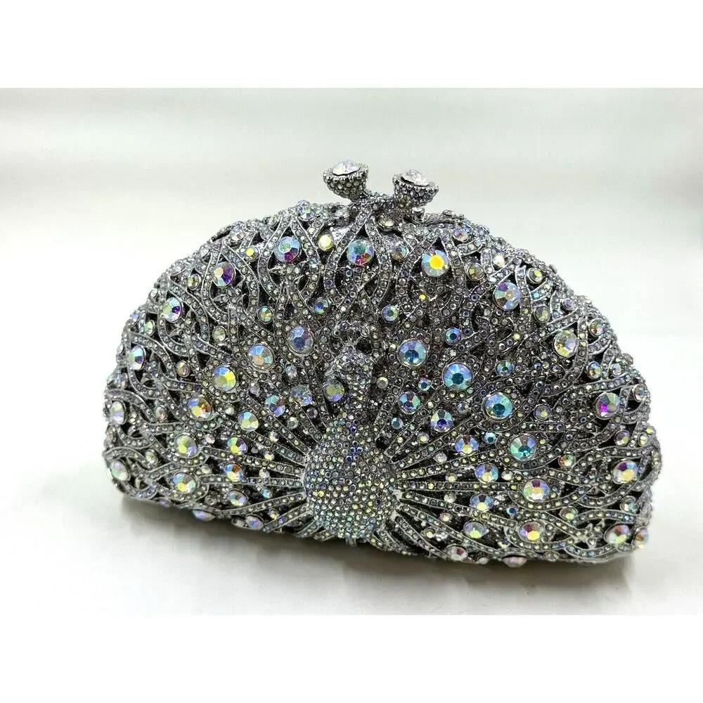 STUNNING Mission Peacock Bling Purse, has beautiful‎ silver chain,Fairy,Queen